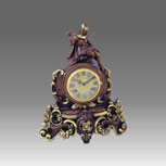 Mantel clock, Art.332/2 walnut with gold leaf particular, gild gold round dial - Bim-bam melody on bells